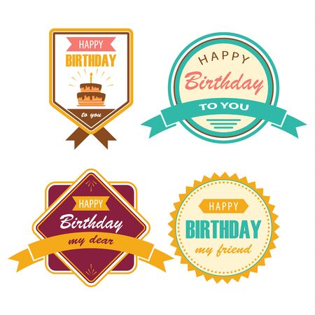 Collection birthday vintage with lettering in retro  design vector eps 10のイラスト素材