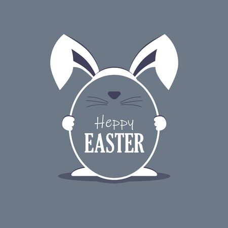Easter card with rabbit and egg in blue design vector eps 10のイラスト素材