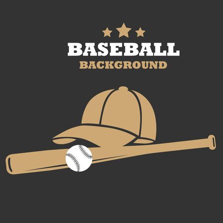 Baseball flat background with bat cap and ball template vector eps 10のイラスト素材
