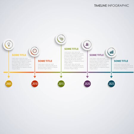 Time line info graphic with round colorful pointers on background vector eps 10のイラスト素材