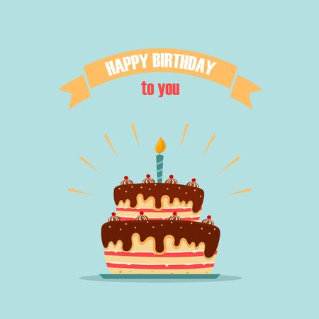 Birthday card with chocolate cake on background vector eps 10のイラスト素材