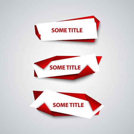 Abstract banners with bent corners in red elements design vector eps 10のイラスト素材