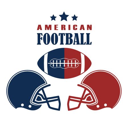 American football flat  with ball and helmet templateのイラスト素材