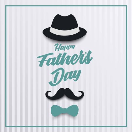 Fathers Day poster with hat bow tie and mustacheのイラスト素材