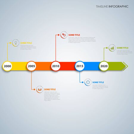 Time line info graphic with colored directional stripes template vector eps 10のイラスト素材