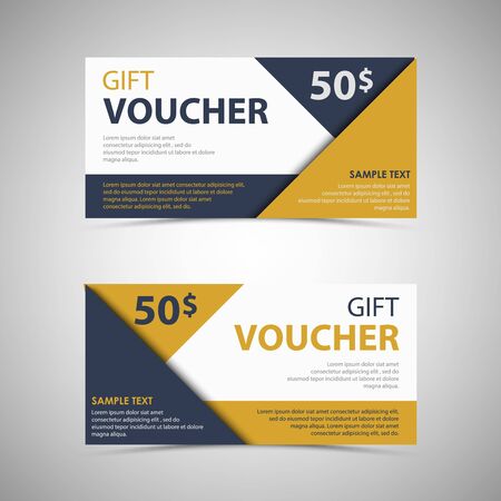 Gift voucher with triangular pattern in blue yellow design vector eps 10のイラスト素材