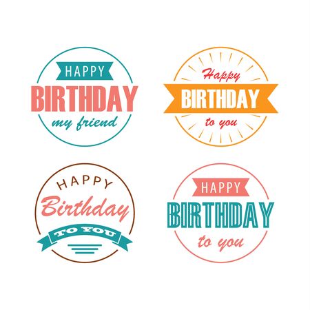 Collection birthday vintage with lettering in round designvector eps 10のイラスト素材