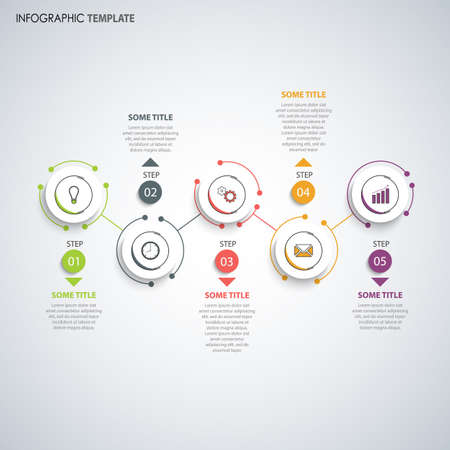 Info graphic with round design connected pointers templateのイラスト素材