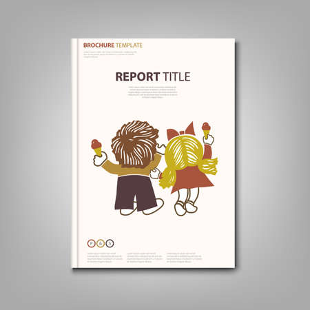 Brochures book or flyer with boy and little girl ice cream templateのイラスト素材