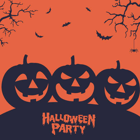 Halloween scary poster with pumpkins in retro design vector eps 10のイラスト素材