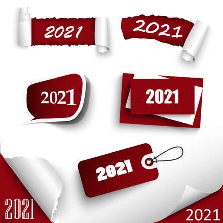 New Year card with abstract pointers in white red design vector eps 10のイラスト素材
