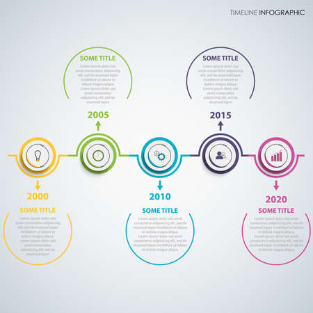 Time line info graphic with abstract design round pointers vector eps 10のイラスト素材