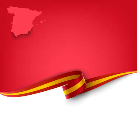 Document with ribbon and map the Kingdom of Spain template vectorのイラスト素材