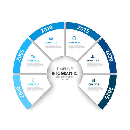 Time line info graphic with cut out pointers in white blue design vectorのイラスト素材