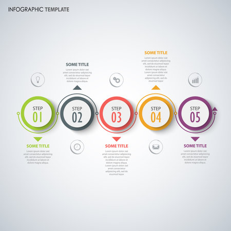 Info graphic with round indicators in color design template vectorのイラスト素材