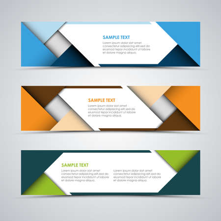 Collection of colorful abstract banners with triangles and stripes template vectorのイラスト素材