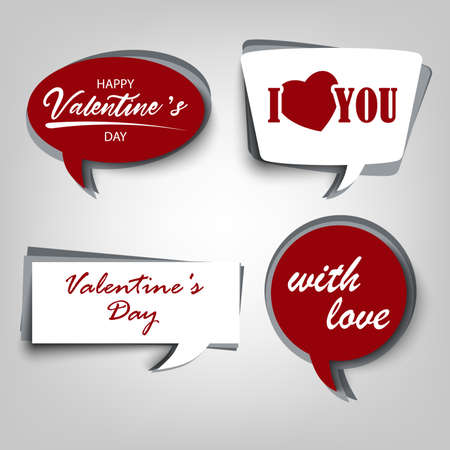Valentine card with dialog bubbles in white red designのイラスト素材