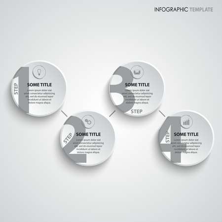 Info graphic with round pointers in gray white design vector eps 10のイラスト素材