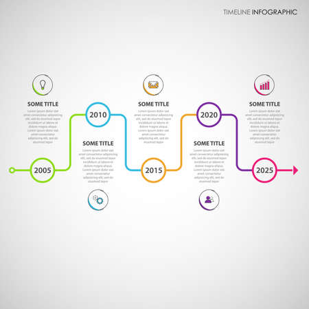 Time line info graphic with zigzag color direction template vector eps 10のイラスト素材