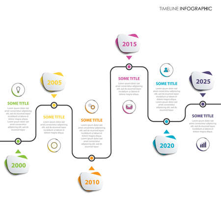 Time line info graphic with zigzag design and color pointers vector eps 10のイラスト素材