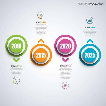 Time line info graphic with atypical round pointers in color design vector eps 10のイラスト素材