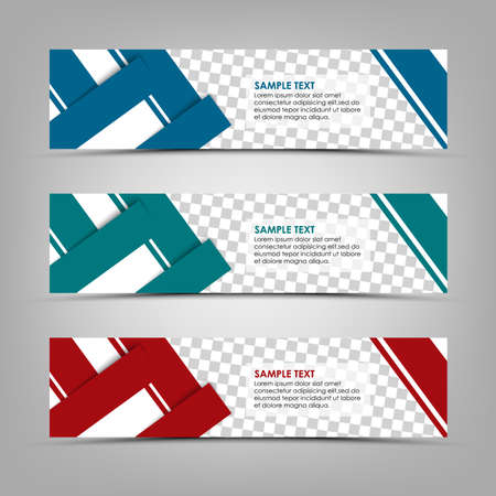 Collection of colorful abstract banners with stripes and squares design vector eps 10のイラスト素材