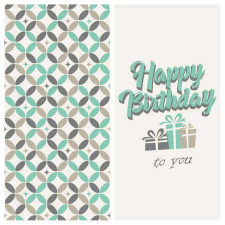 Birthday card with retro pattern and wishes template vector eps 10のイラスト素材