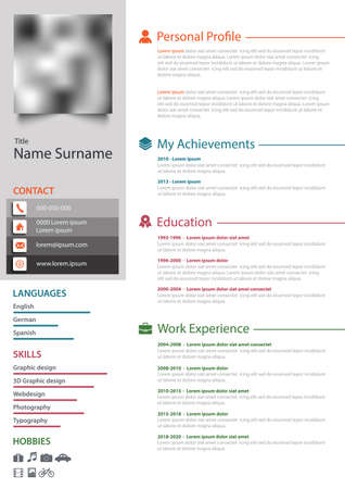 Professional personal resume cv with colored stripes on white background vectorのイラスト素材