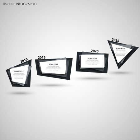 Time line info graphic with abstract pointers in white black design vector eps 10のイラスト素材