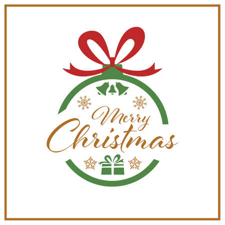 Christmas card with sphere and ribbon in green red design vector eps 10のイラスト素材