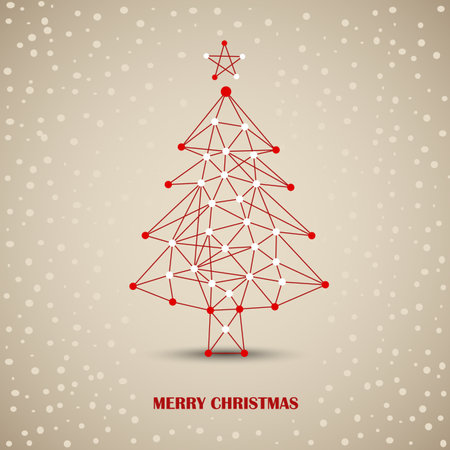 Christmas card with abstract tree in red white design vector eps 10のイラスト素材