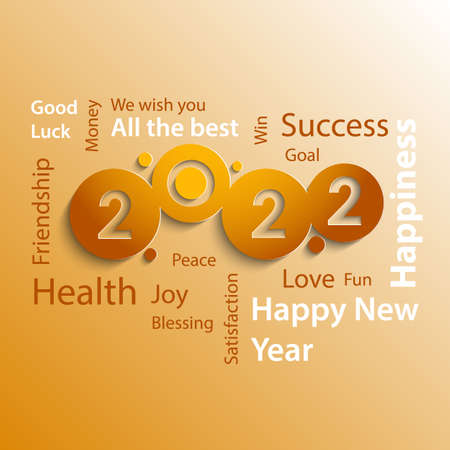 New Year background with abstract numbers in orange cream design vectorのイラスト素材
