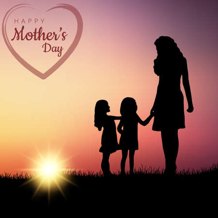 Mathers day poster with daughters in the background design vector eps 10のイラスト素材