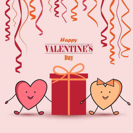 Valentine card with gift and hearts on the background vector eps 10のイラスト素材