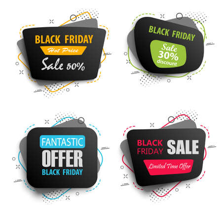 Collection Black Friday sale tags in different colors design vector eps 10のイラスト素材