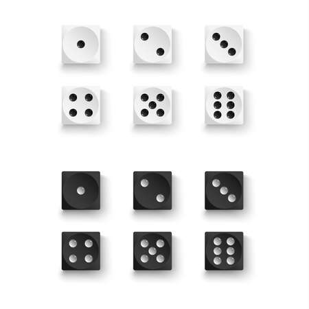 Collection playing dice in white black design vector eps 10のイラスト素材