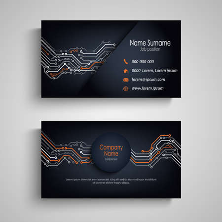 Dark business card with printed circuit board design vector eps 10のイラスト素材