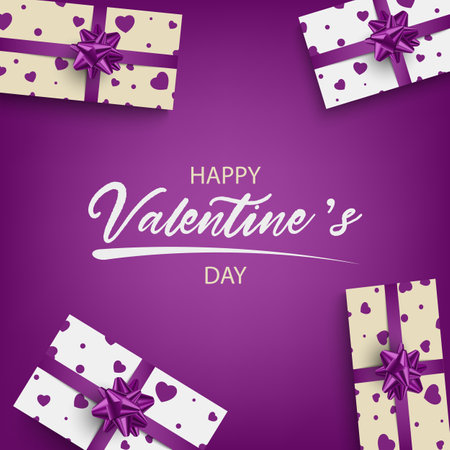 Valentine card with gifts in purple design vector eps 10のイラスト素材