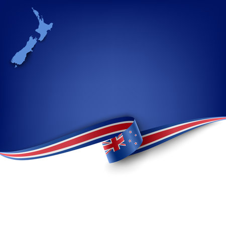 Document with ribbon and map New Zealand template vector eps 10のイラスト素材