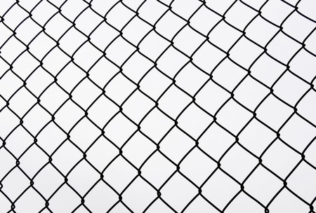 Fencing from an iron grid on a white backgroundの写真素材