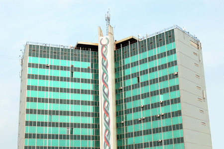 Multi-storey building of rather original form.の写真素材