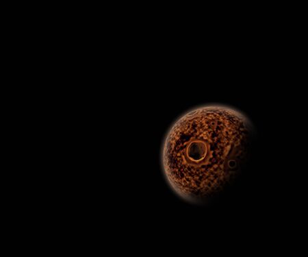 The planet which has suffered because of collision with an asteroid, meteorite or comet. The huge crater was formed. Probably earlier there there was a life.の写真素材