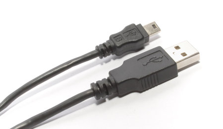 Two cables with plugs known for all USB and mini-USB.