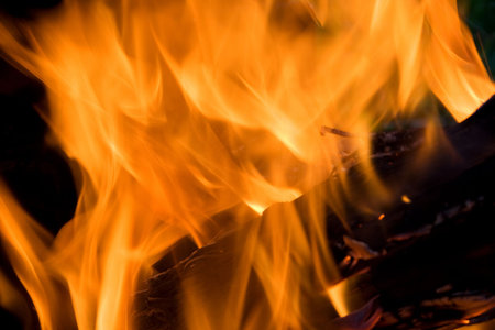 Fire at night. The beautiful flame can be used as a background.