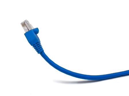 Twisted pair - a cable for connection of computers in a uniform network. The image is isolated on white. Shallow DOF.の写真素材