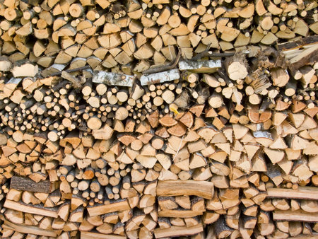 Pile of wood, cut into pieces to burn