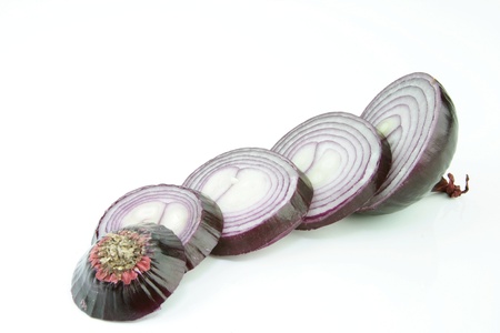 Red onion on a white background の写真素材