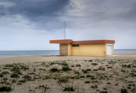 first aid station facing the beach with sea viewのeditorial素材