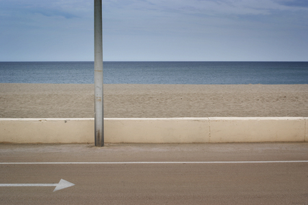 seaside landscape photographed from the front from the roadの写真素材