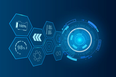Vector abstract hexagon futuristic interface , digital speed technology.のイラスト素材